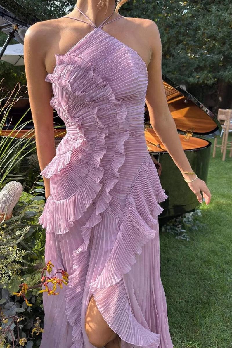 Sheath-Column Ankle Length Chiffon Wedding Guest Dress 921890517593 - 10 Days / Light Purple / XS - COCOMELODY